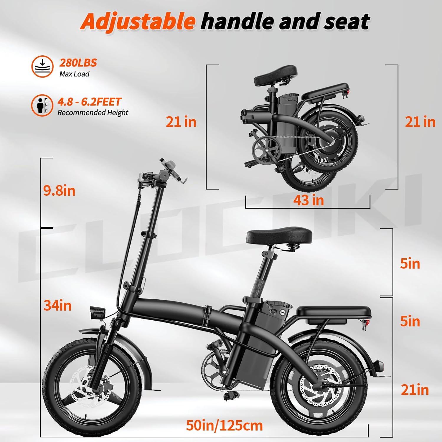 14" Foldable Electric Bike for Adults & Teens, Peak 550W Motor, Up to 25 MPH, Mini Commuter E-Bike with Up to 35 Miles Pedal-Assist Range