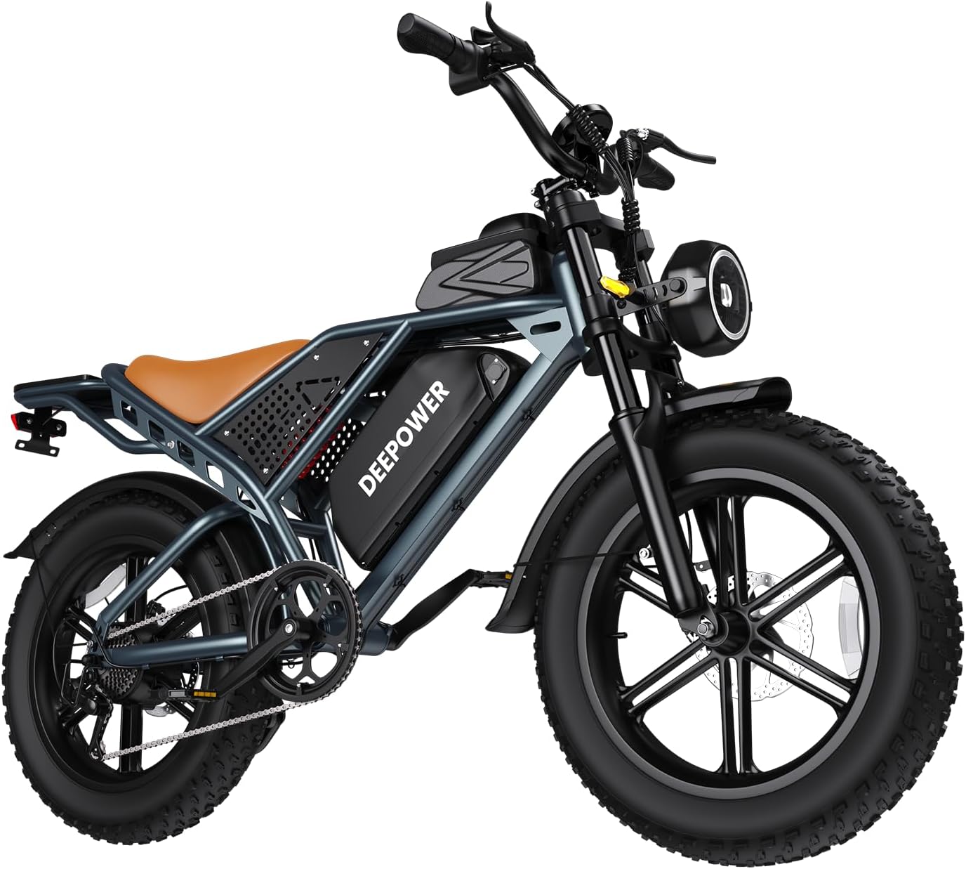 2000W Peak Electric Dirt Bike for Adults, 20" Fat Tire E-Bike with Up to 28 MPH Speed, Dual Suspension & Long-Range Battery Options (70–160 Miles)