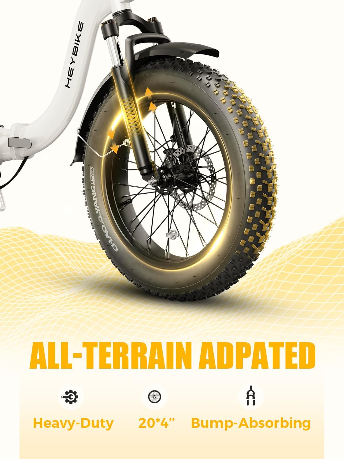 20" Foldable Fat Tire Electric Bike for Adults, 1400W Peak Motor, Up to 28 MPH, Step-Thru All-Terrain E-Bike with Front Suspension