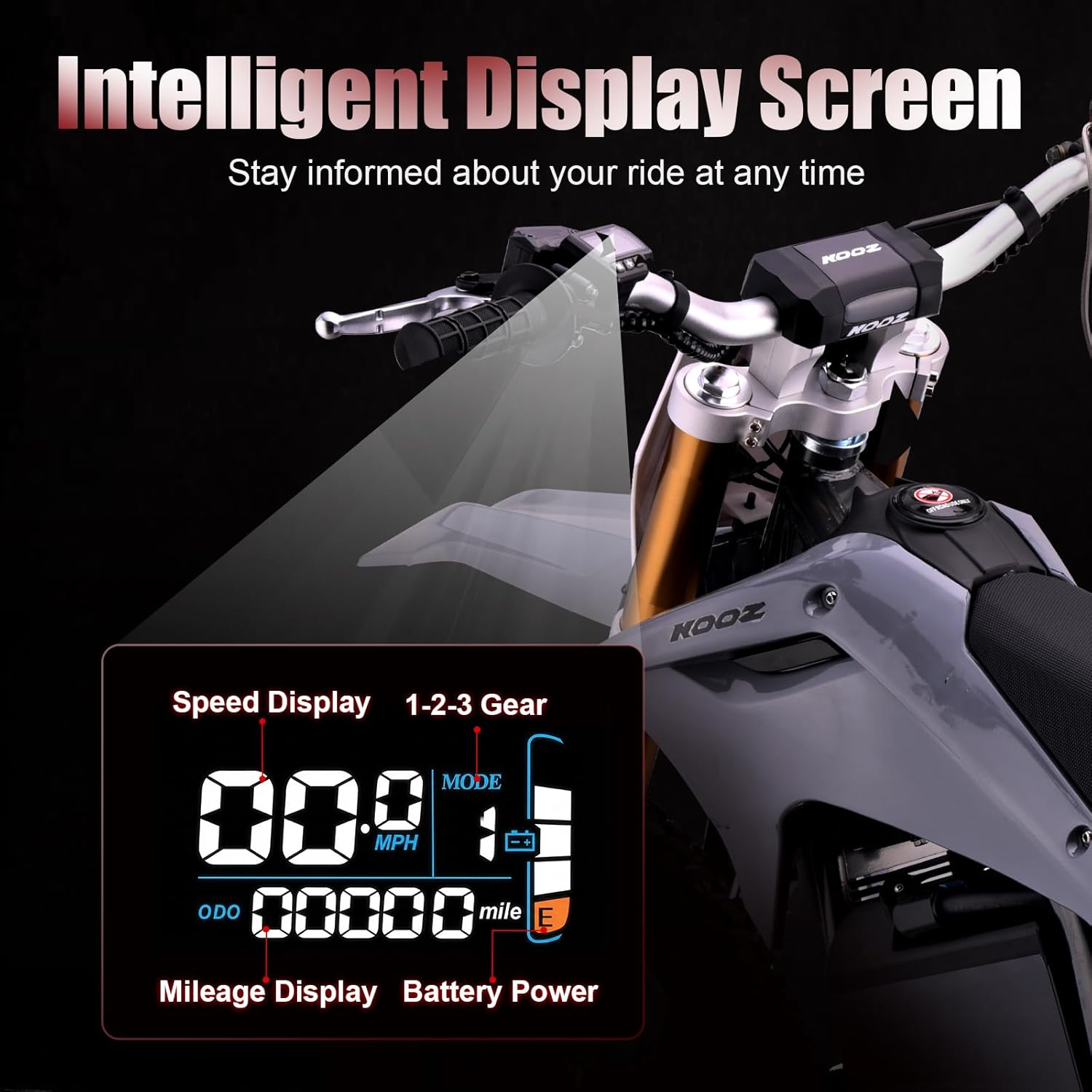 8000W Electric Dirt Bike for Adults, 72V High-Performance E-Motorcycle with Up to 56 MPH Speed, Hydraulic Brakes, All-Terrain 19”/16” Tires & Long-Range Battery System