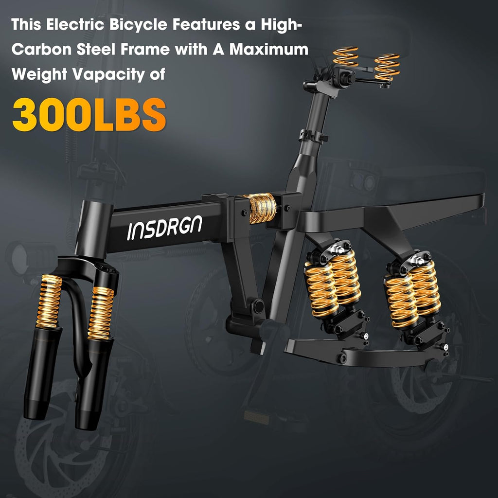 14" Foldable Electric Bike for Adults, 1500W Peak Motor, Up to 20 MPH, 35–62 Mile Range, Compact Commuter E-Bike