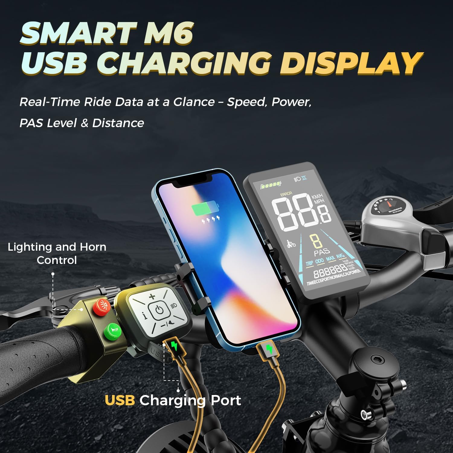 Electric Fat Tire Mountain Bike Combo for Adults – All-Terrain E-Bikes with High-Power Motor, Long Range & 7-Speed Gear System