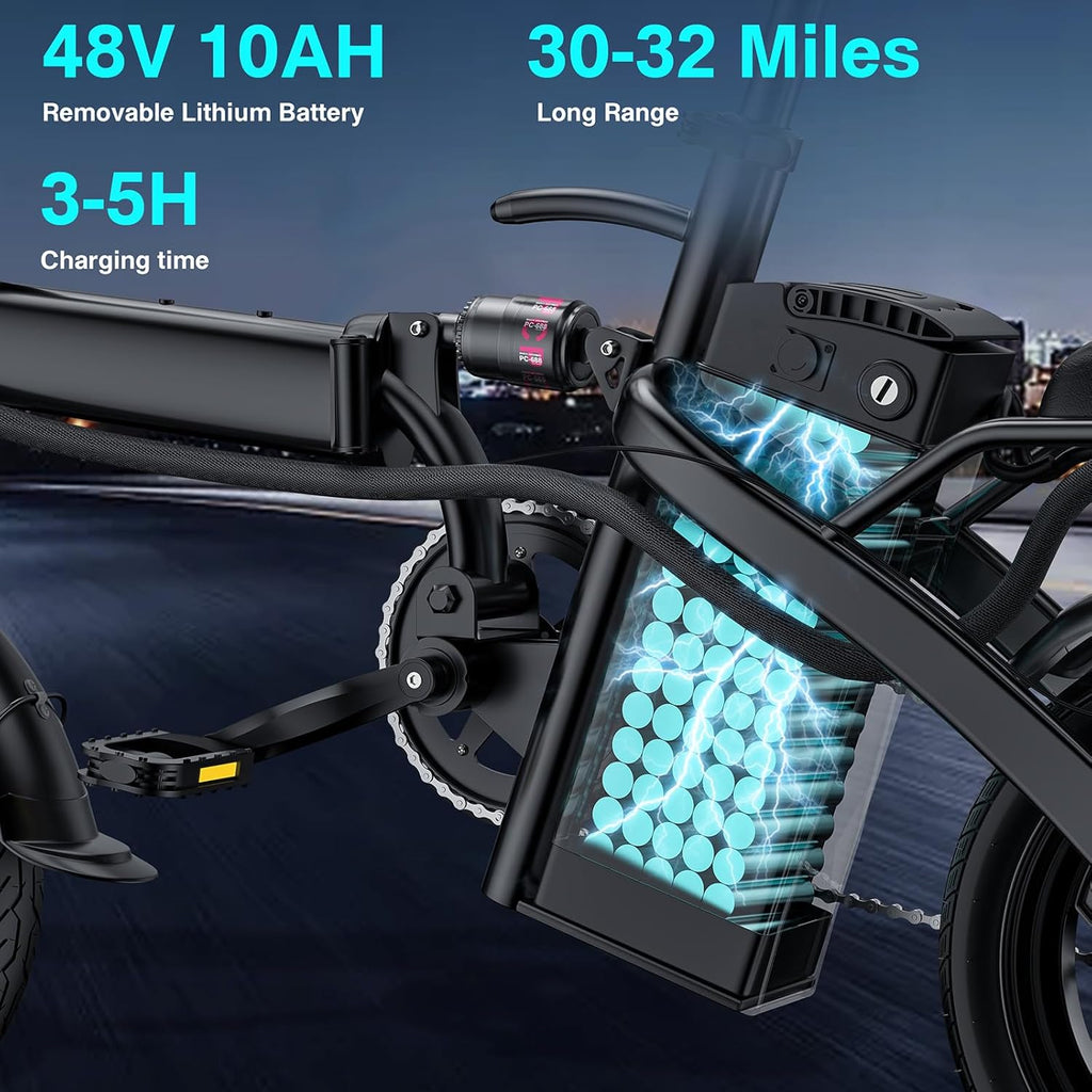 Foldable Electric Bike for Adults & Teens – Compact E-Bike with Pedal Assist, High-Speed Performance, and Extended Riding Range