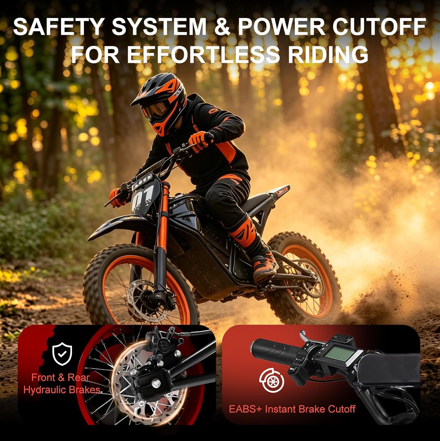Off-Road Electric Dirt Bike for Teens & Adults – 3600W Mid-Drive Motor, 38 MPH Electric Motorcycle with Nitrogen Shock Absorbers
