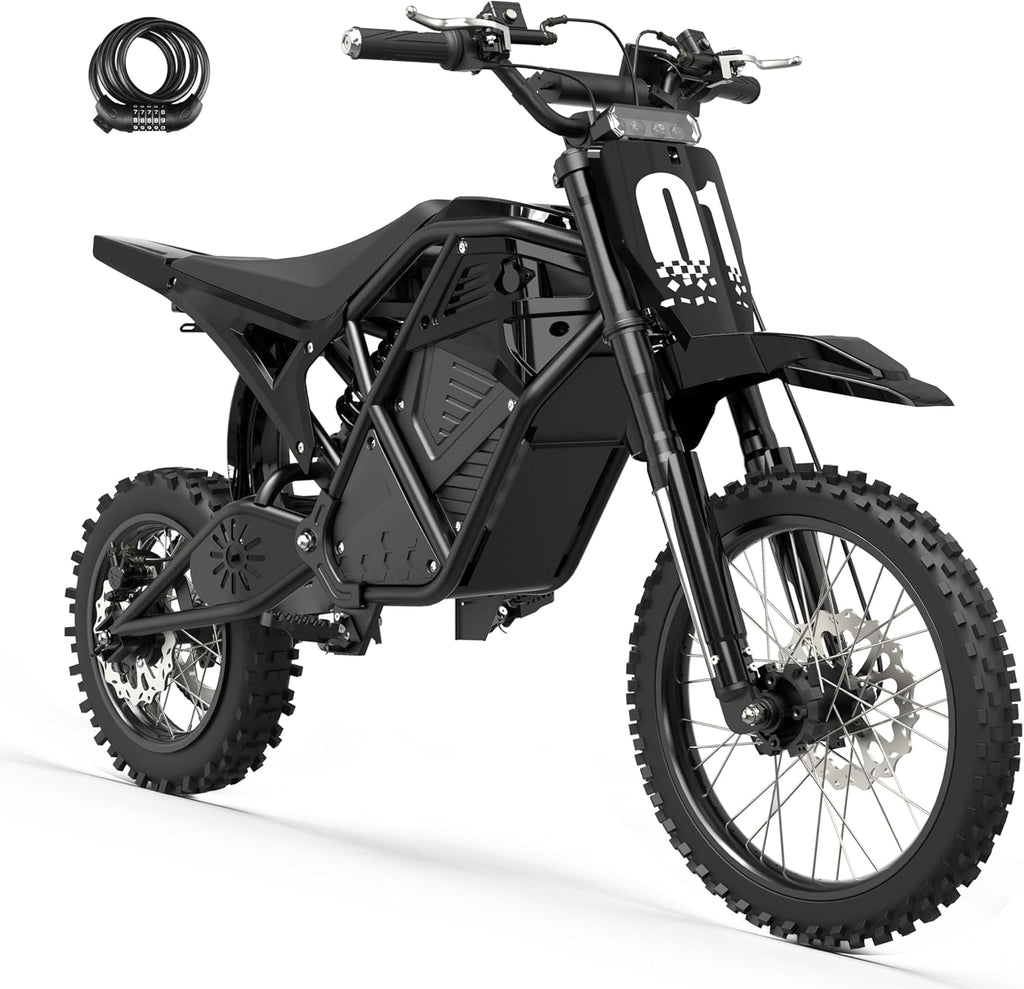 3500W Peak Electric Dirt Bike for Teens & Adults, 38 MPH E-Motorcycle with Up to 53 Miles Range, Hydraulic Dual Suspension & High-Performance Mid-Drive System