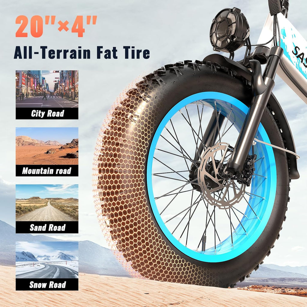 20" Folding Fat Tire Electric Bike for Adults with 1500W Motor, Dual Suspension, Up to 70 Miles Range & Electric Mountain Bike Design