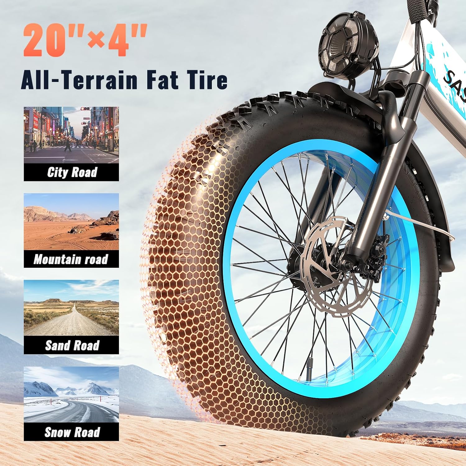 20" Folding Fat Tire Electric Bike for Adults with 1500W Motor, Dual Suspension, Up to 70 Miles Range & Electric Mountain Bike Design