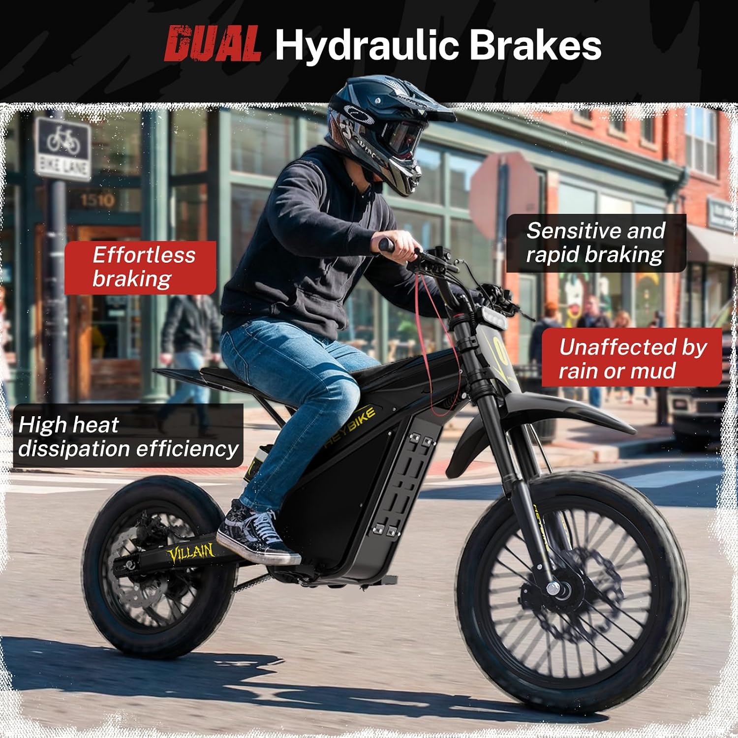 Electric Dirt Bike for Teens, Peak 4160W Motor, 14"/12" Fat Tire Off-Road Electric Motorcycle, Up to 45 MPH with Reverse Function
