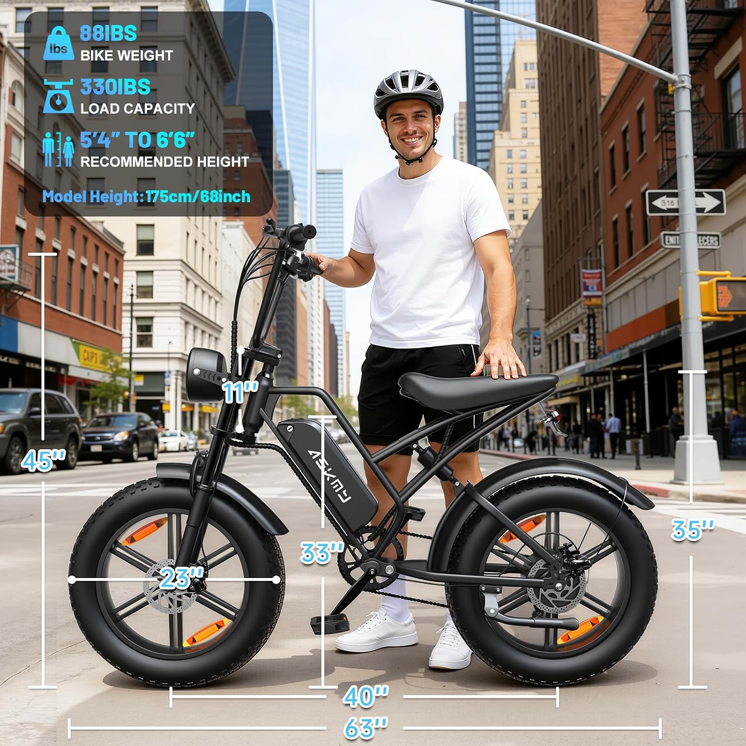 Fat Tire Electric Mountain Bike for Adults, Peak 1500W Motor, All-Terrain E-Bike with Up to 60 Miles Pedal-Assist Range