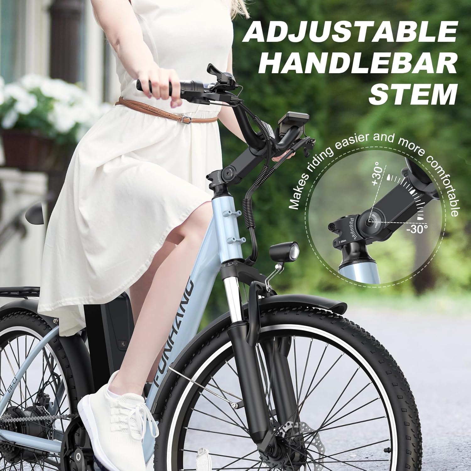 1000W Peak Electric City Cruiser Bike for Adults, 26" E-Bike with Up to 20 MPH Speed, 50 Miles Range, 7-Speed Gear System, Adjustable Stem & UL 2849 Certified