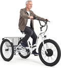 24" Folding Electric Tricycle for Adults with 600W Peak Motor, 3-Wheel Design, Rear Differential, Storage Basket & Up to 15.5 MPH