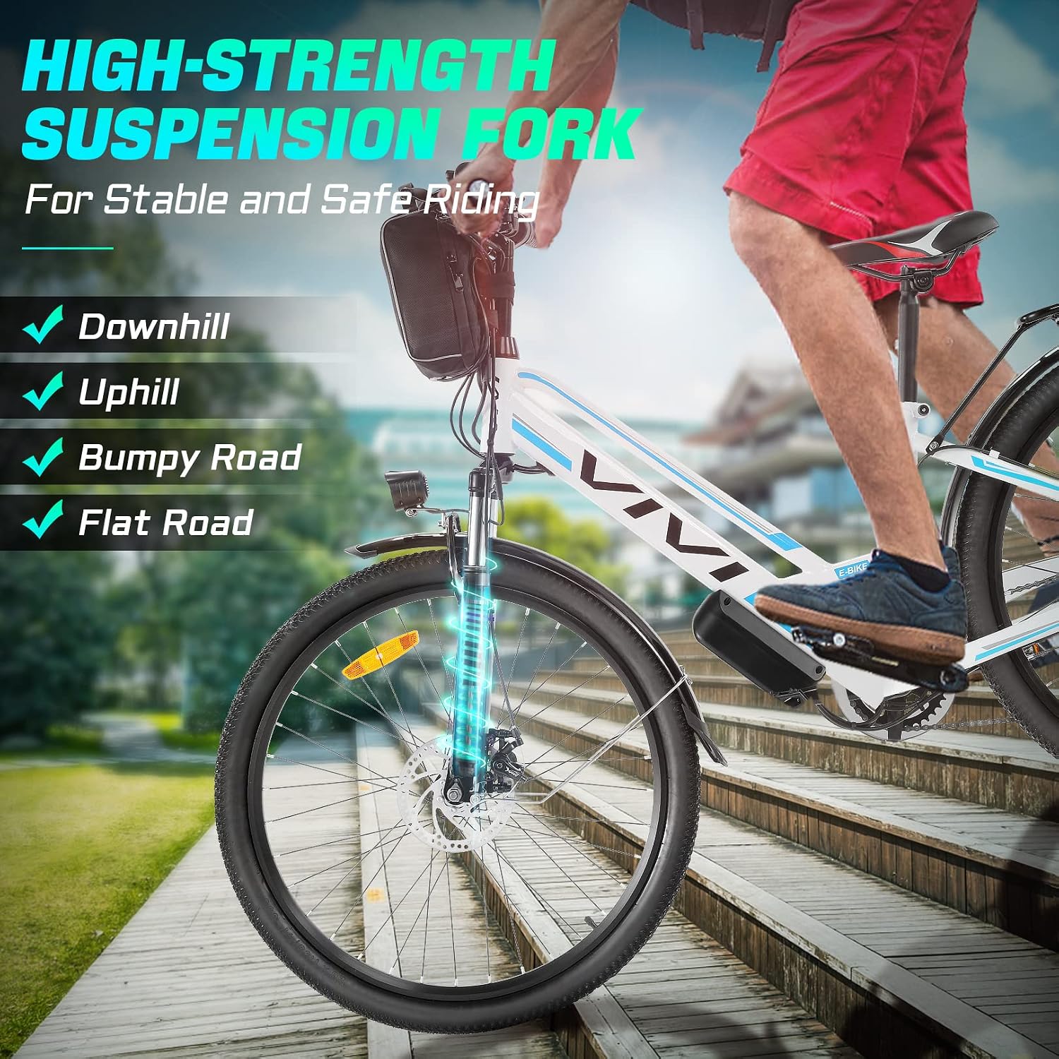 26" Step-Through Electric Bike for Adults with 750W Peak Motor, 7-Speed Gear System, Cruise Control, Up to 20 MPH & 50 Miles Range