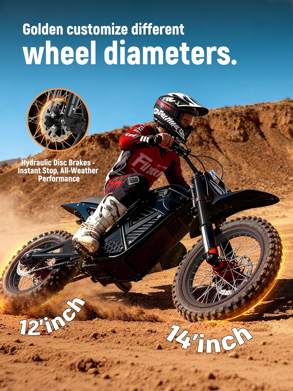 3500W Peak Electric Dirt Bike for Teens & Adults, 38 MPH E-Motorcycle with Up to 53 Miles Range, Hydraulic Dual Suspension & High-Performance Mid-Drive System