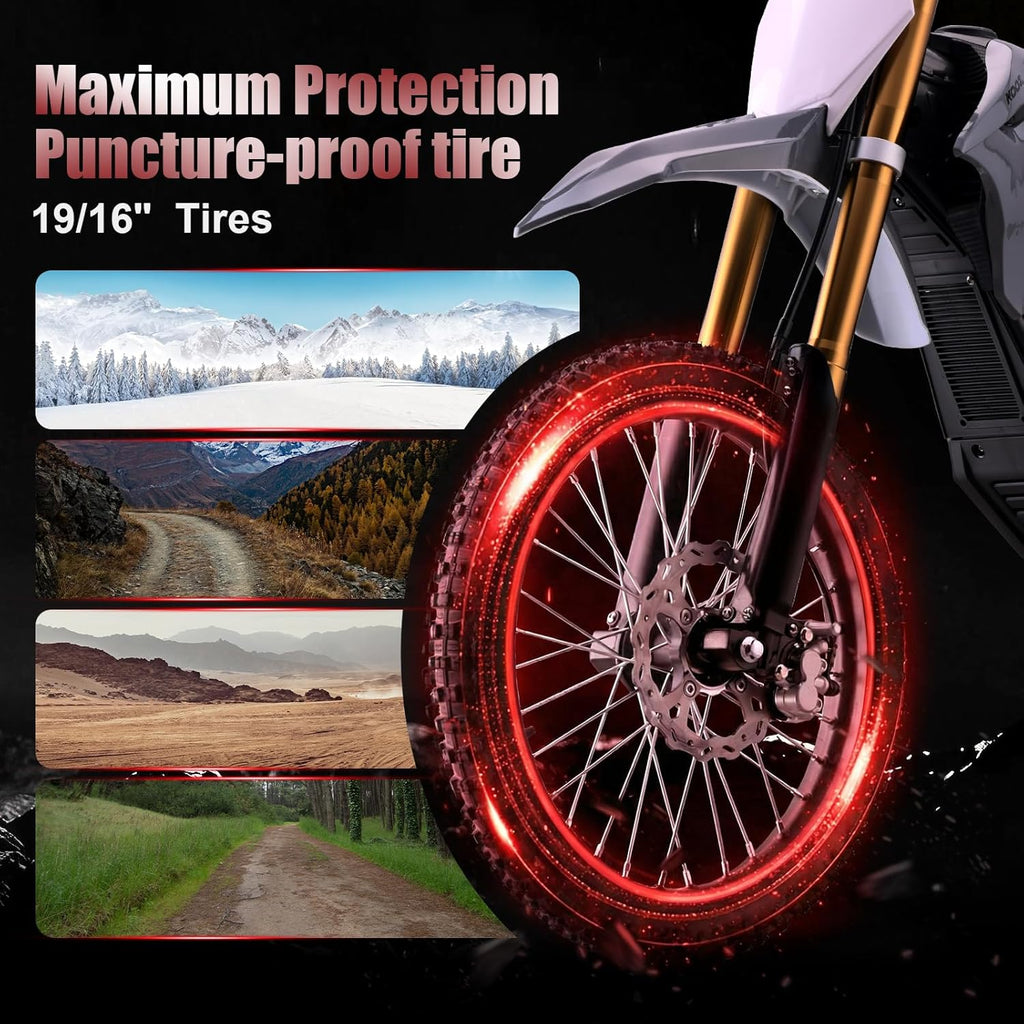 8000W Electric Dirt Bike for Adults, High-Performance Off-Road E-Motorcycle with Up to 56 MPH Speed, Hydraulic Disc Brakes, 19"/16" All-Terrain Tires & Long-Range Power System