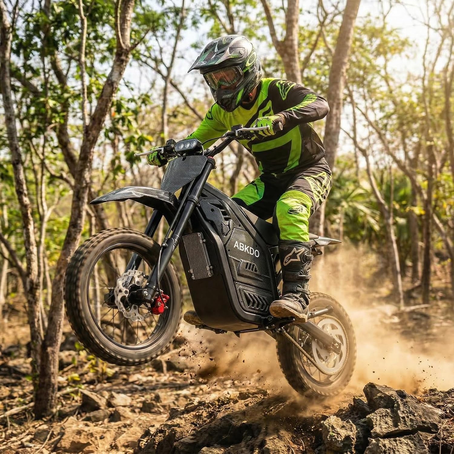 Electric Dirt Bike for Teens & Adults with Peak 4000W Motor, Up to 45 MPH, Long-Range Off-Road E-Bike with Fat Tires, Reverse Function, Phone Holder & Disc Lock
