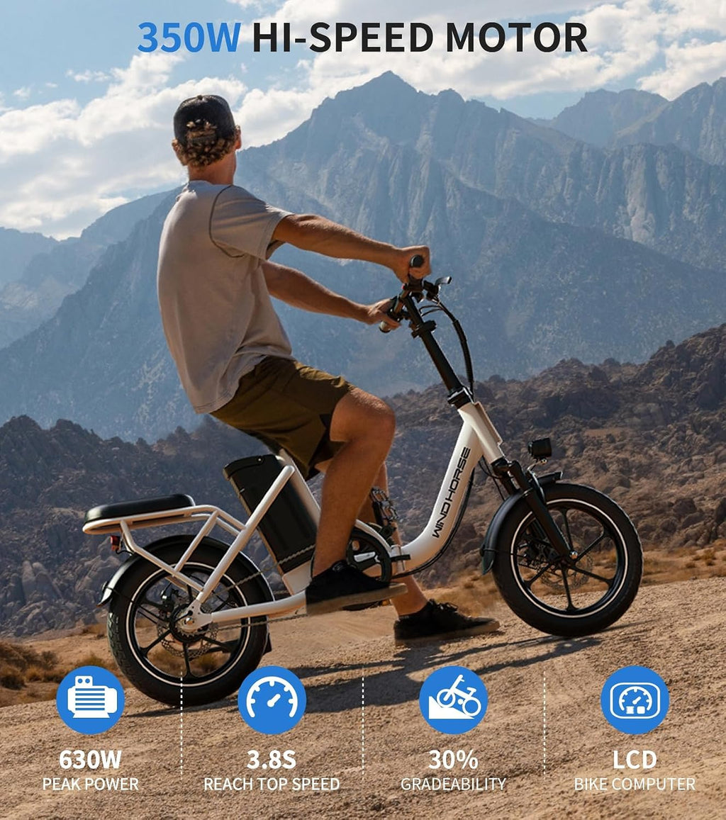 16" Foldable Electric Bike for Adults, Peak 630W Motor, Up to 20 MPH, Mini Commuter E-Bike with LCD Display & Up to 35 Miles Pedal-Assist Range