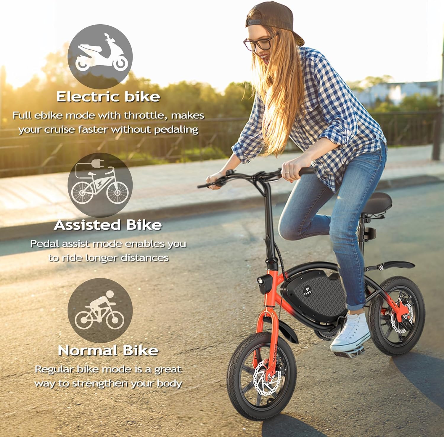 14" Folding Electric Bike for Adults & Teens with 500W Peak Motor, Cruise Control, Up to 20 MPH, 40 Miles Pedal-Assist Range & UL 2849 Certified