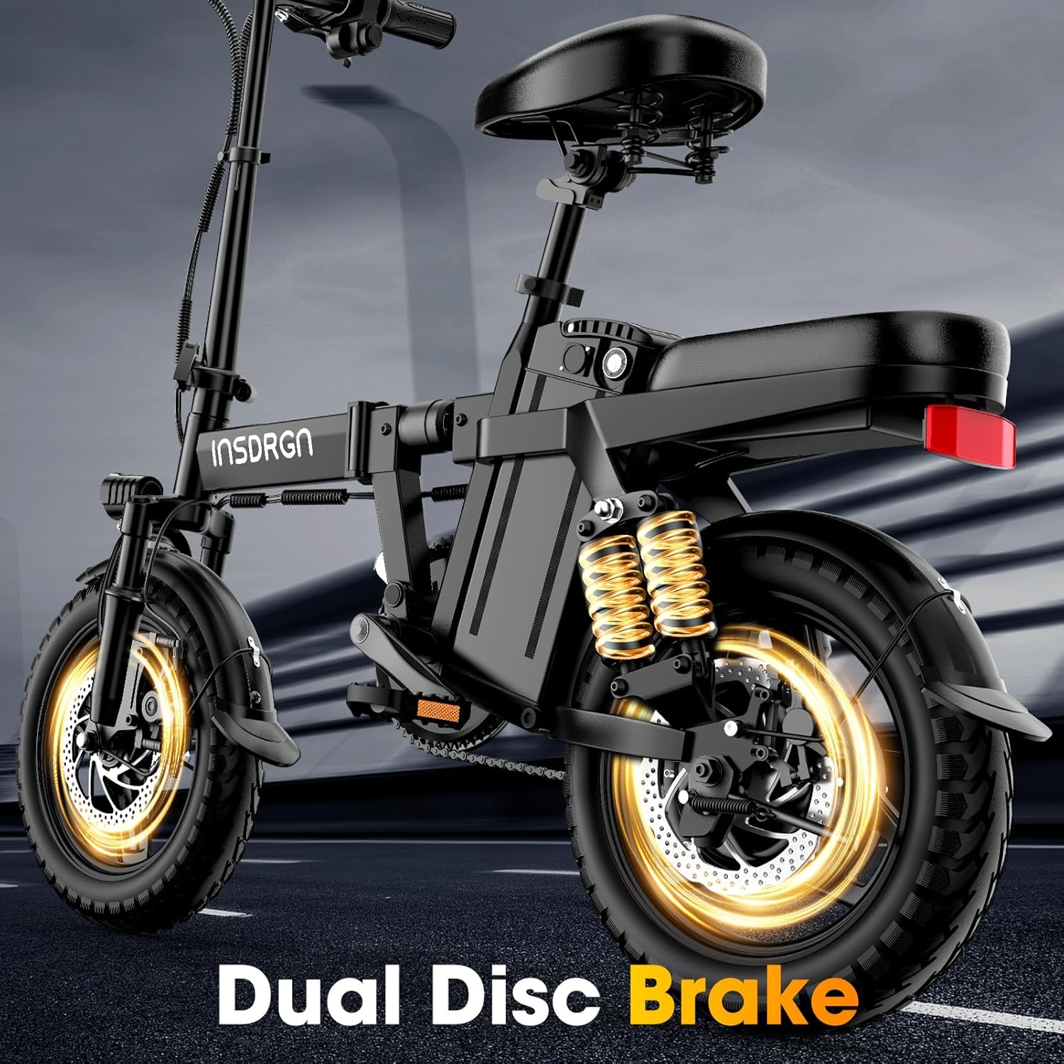14" Foldable Electric Bike for Adults, 1500W Peak Motor, Up to 20 MPH, 35–62 Mile Range, Compact Commuter E-Bike