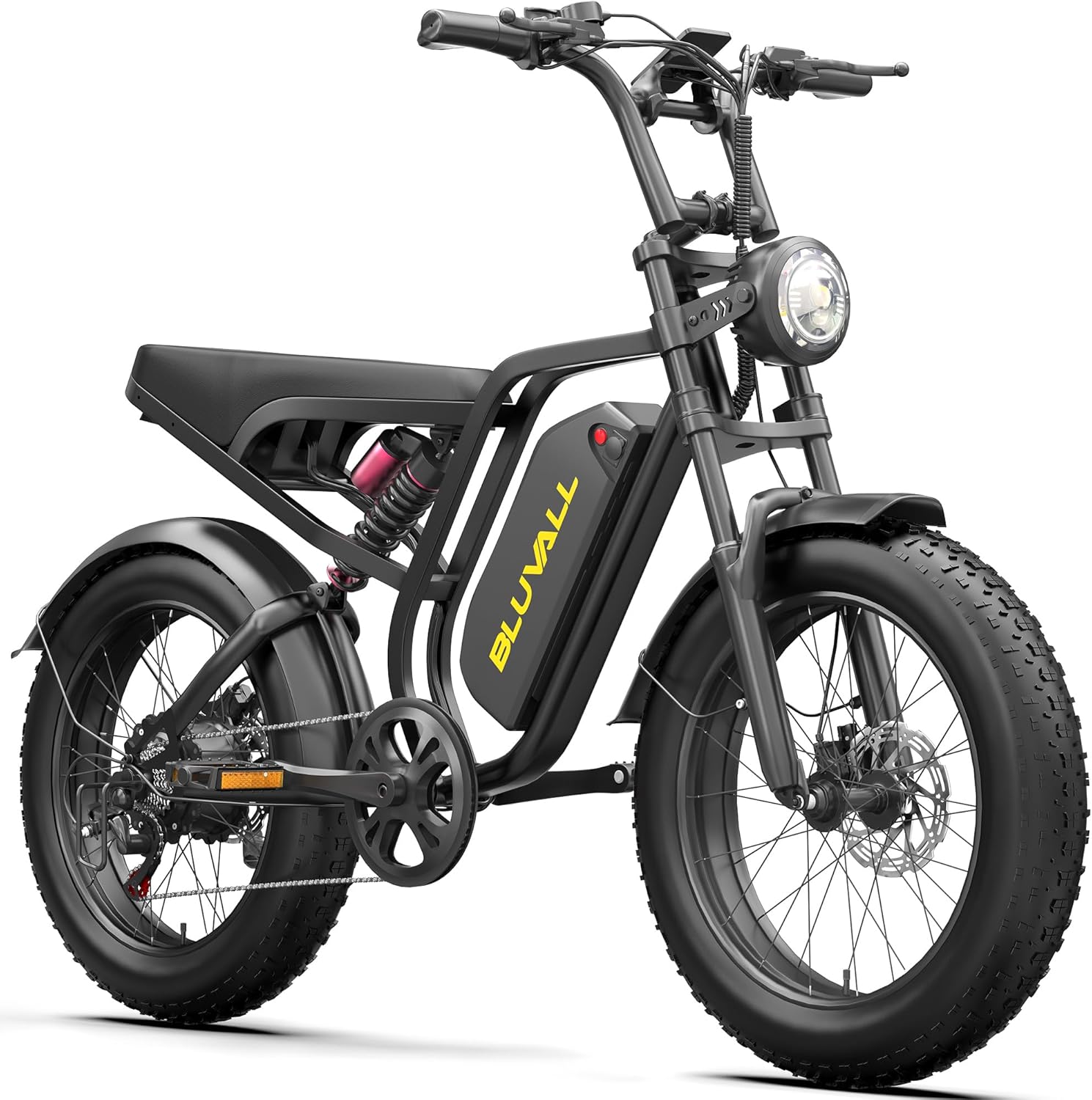 1500W Peak Electric Bike for Adults, 20" Fat Tire E-Bike with Up to 60 Miles Range, Hydraulic Disc Brakes, Full Suspension, 7-Speed Gear System, All-Terrain Off-Road Bicycle