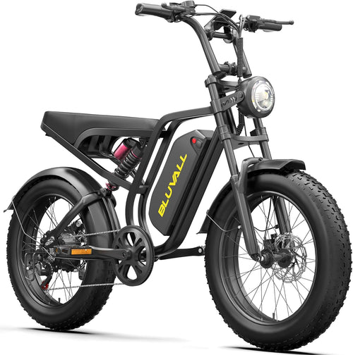 1500W Peak Electric Bike for Adults, 20" Fat Tire E-Bike with Up to 60 Miles Range, Hydraulic Disc Brakes, Full Suspension, 7-Speed Gear System, All-Terrain Off-Road Bicycle
