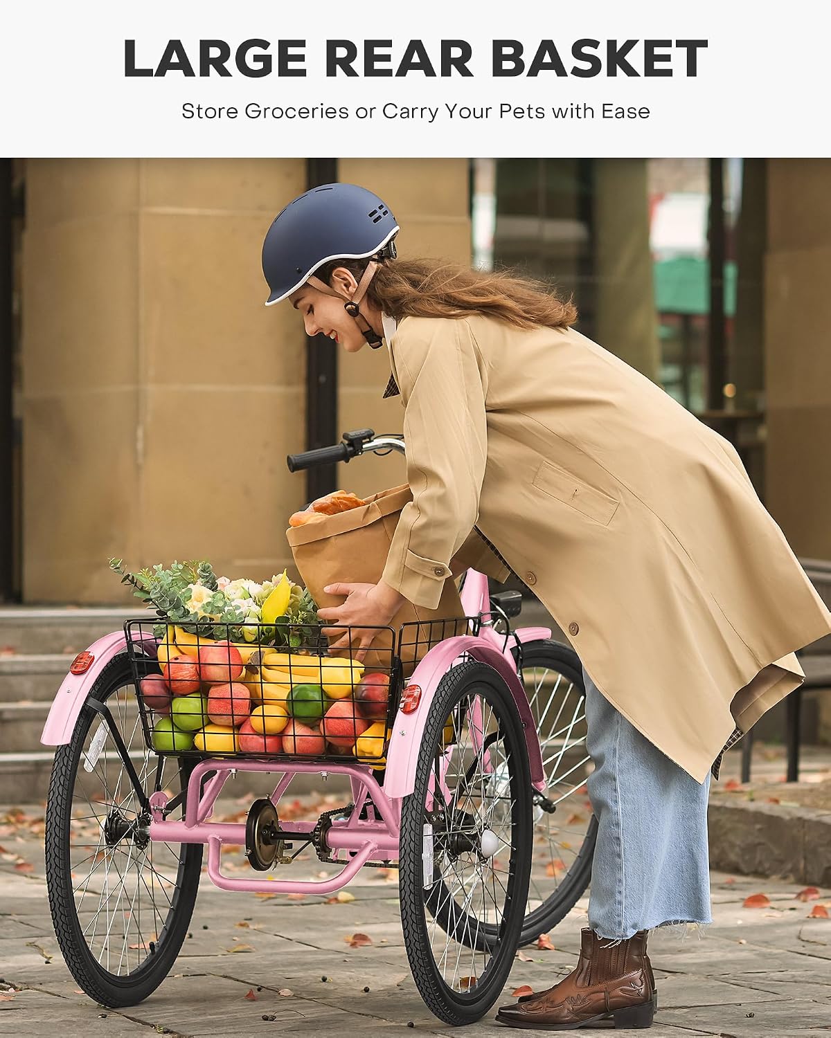 24"/26" Electric Tricycle for Adults, Peak 500W Motor, 3-Wheel Electric Bike with Up to 330 lb Capacity