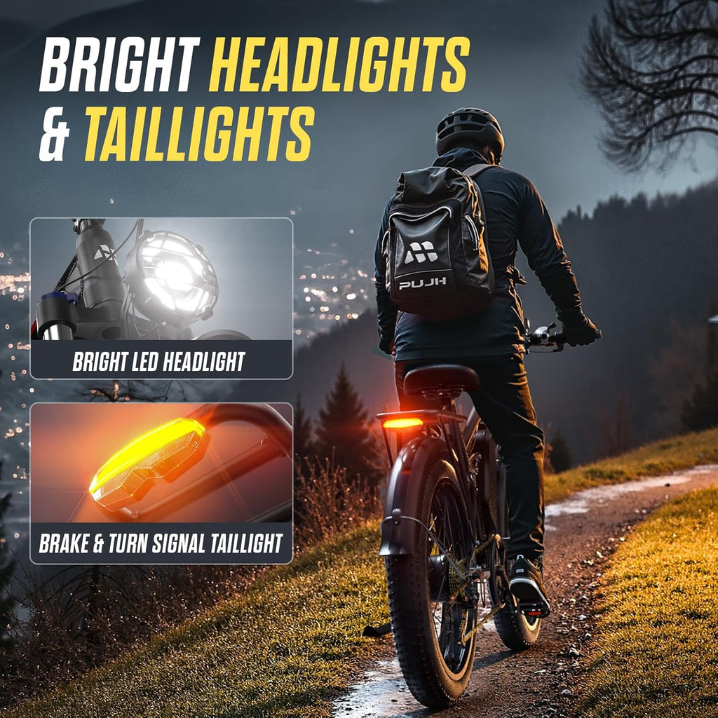 6000W Dual Motor Electric Bike for Adults, 24" Fat Tire E-Bike with Up to 110 Miles Range, Full Suspension All-Terrain Commuter & Mountain Bicycle, Up to 45 MPH