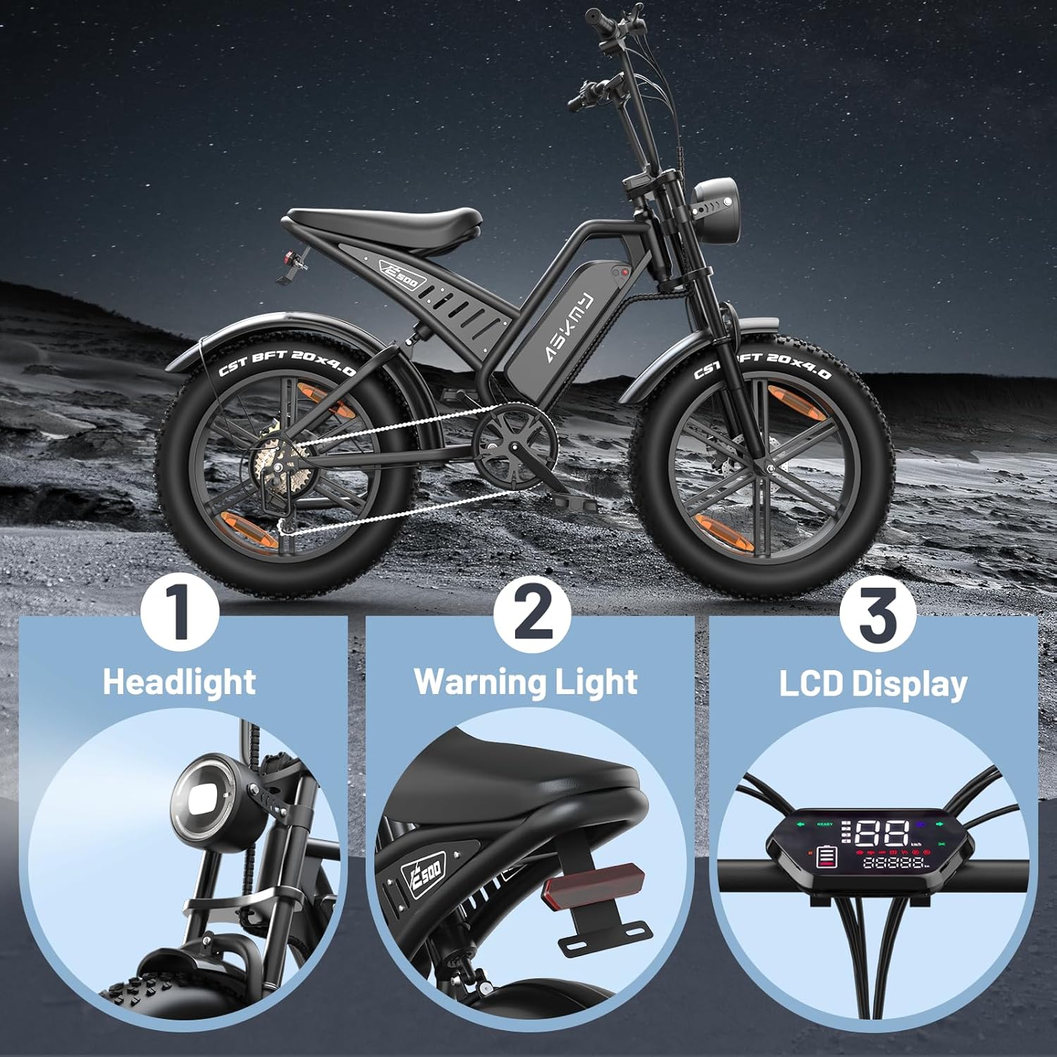 20" Fat Tire Electric Mountain Bike for Adults, Peak 1500W Motor, All-Terrain E-Bike with Up to 60 Miles Pedal-Assist Range