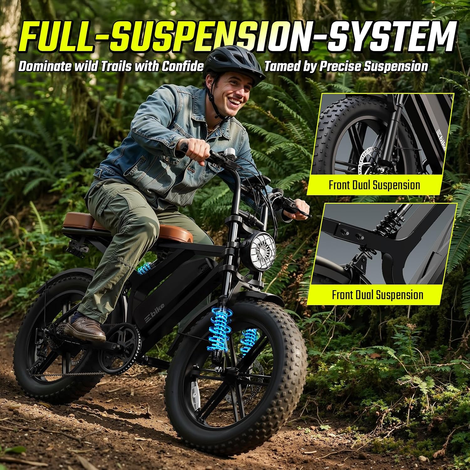 20" × 4.0" Fat Tire Electric Bike for Adults, 1500W Peak Motor, Up to 70–130 Mile Range, 7-Speed All-Terrain Commuter E-Bike