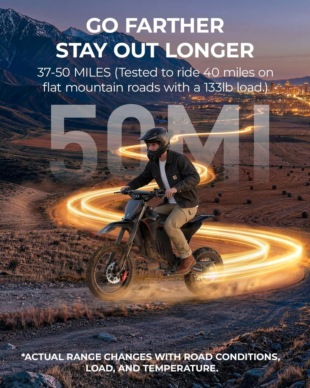 Electric Dirt Bike for Adults & Teens, 3200W Motor, Up to 37 MPH, 14"/12" Fat Tire Off-Road E-Bike, Dual Suspension, Hydraulic Disc Brakes