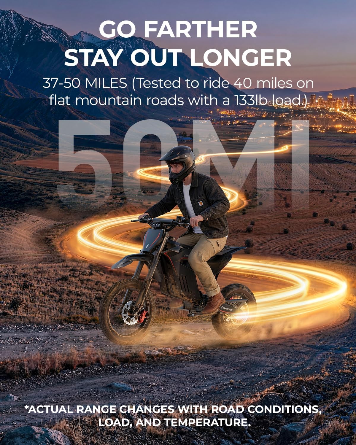 Electric Dirt Bike for Adults & Teens, 3200W Motor, Up to 37 MPH, 14"/12" Fat Tire Off-Road E-Bike, Dual Suspension, Hydraulic Disc Brakes