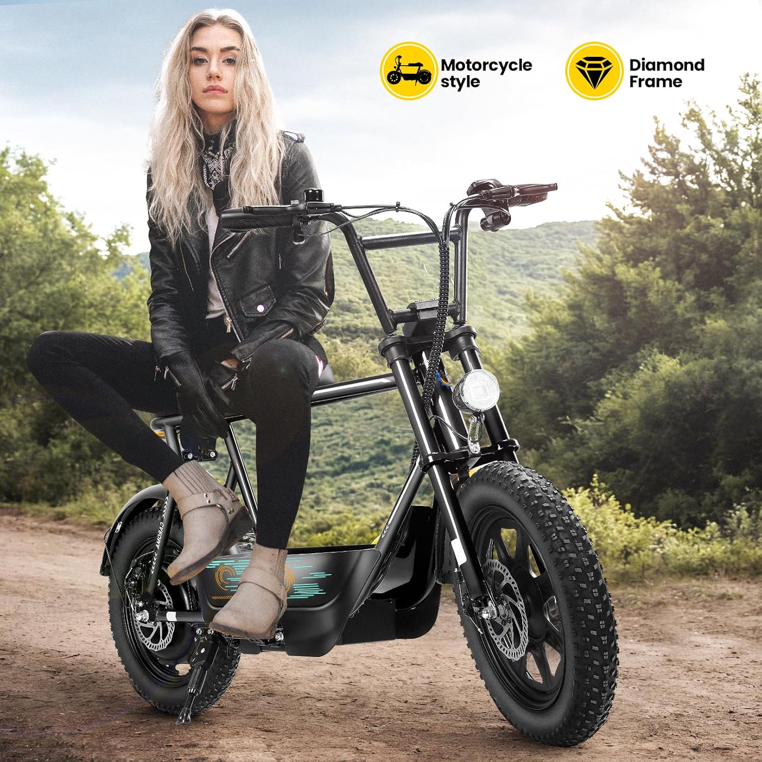 Electric Scooter with Seat for Adults, Peak 1200W Motor, Up to 20 MPH, 16" Fat Tire All-Terrain Scooter with Storage Basket & 30 Miles Range