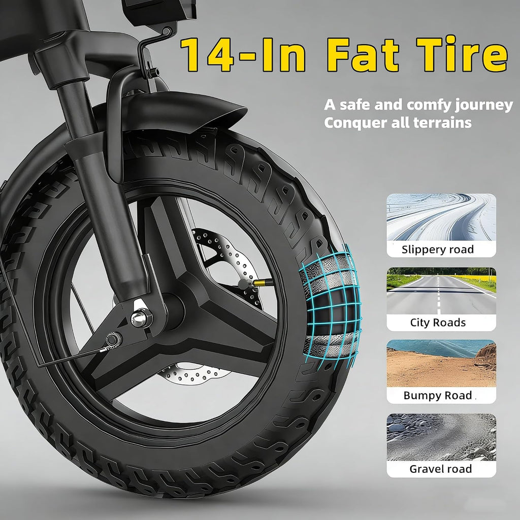 Folding Electric Bike for Adults & Teens with 550W Motor, Up to 25 MPH, 35 Miles Range, Front Suspension & Tool-Free Fold Design