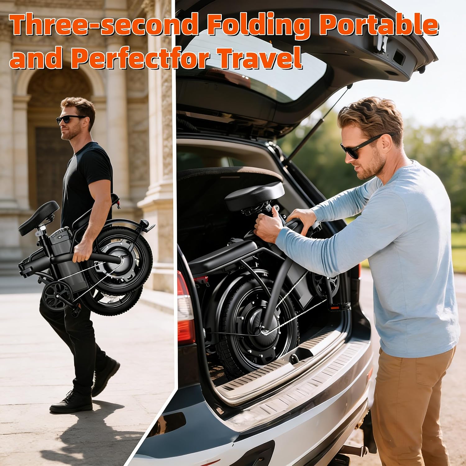 14" Foldable Electric Bike for Adults & Teens, Peak 550W Motor, Up to 25 MPH, Mini Commuter E-Bike with Up to 35 Miles Pedal-Assist Range