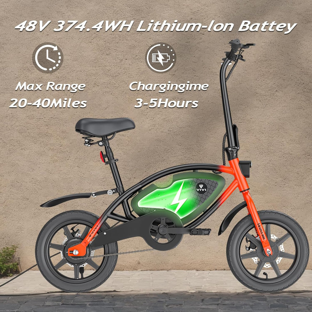 14" Folding Electric Bike for Adults & Teens with 500W Peak Motor, Cruise Control, Up to 20 MPH, 40 Miles Pedal-Assist Range & UL 2849 Certified