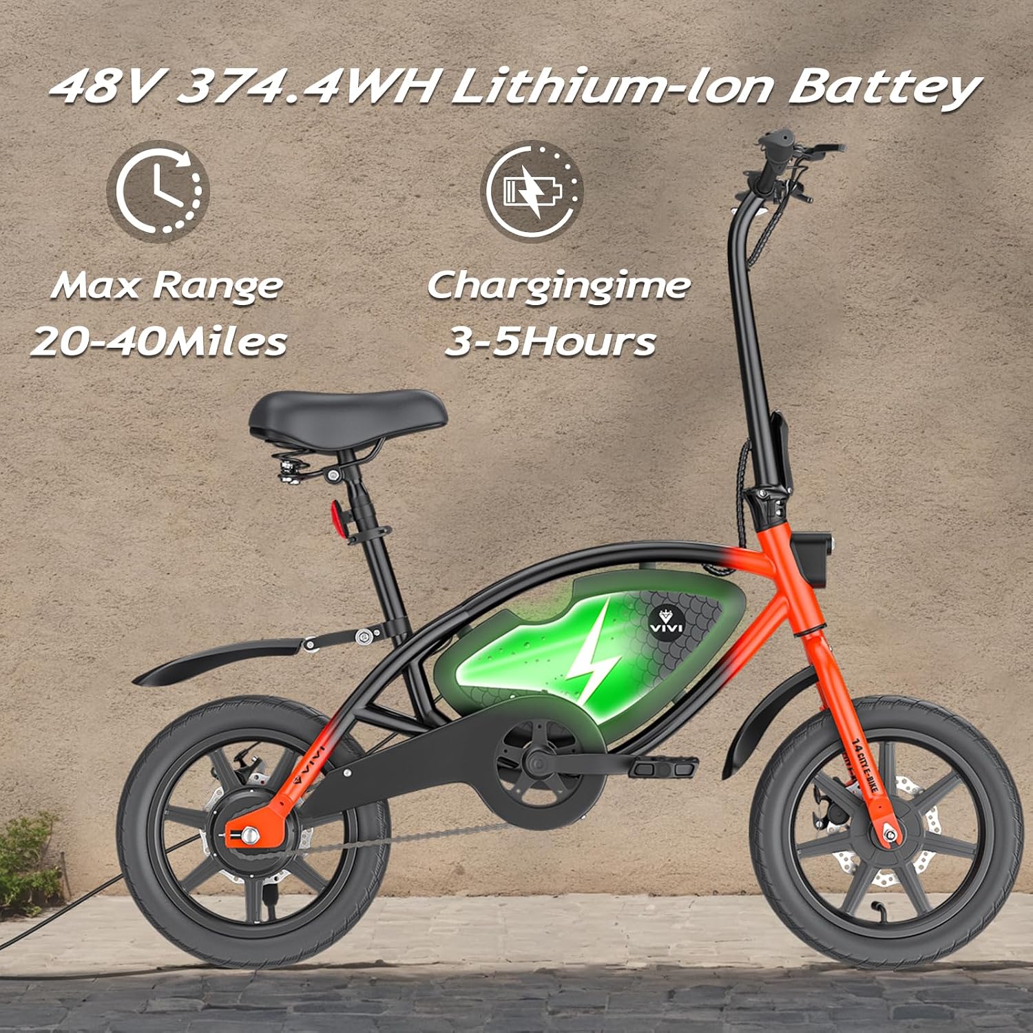 14" Folding Electric Bike for Adults & Teens with 500W Peak Motor, Cruise Control, Up to 20 MPH, 40 Miles Pedal-Assist Range & UL 2849 Certified