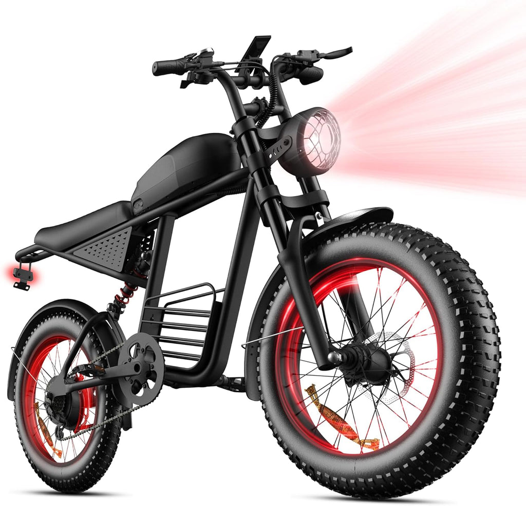20" Fat Tire Electric Bike for Adults, Peak 3000W Motor, Up to 37 MPH, All-Terrain Mountain E-Bike with Up to 80 Miles Range