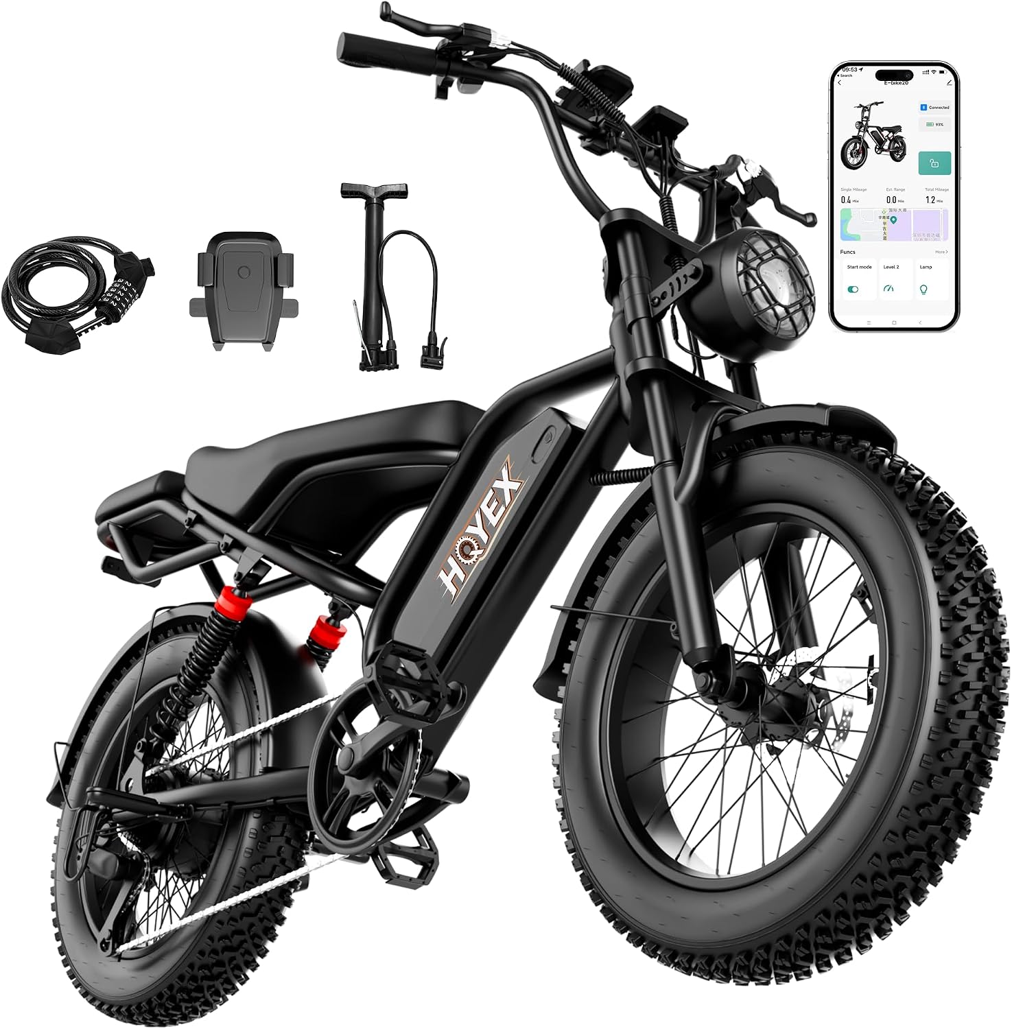 20" Fat Tire Electric Bike for Adults, Peak 1500W Brushless Motor, Up to 31 MPH, Dual Suspension Commuter & Off-Road E-Bike