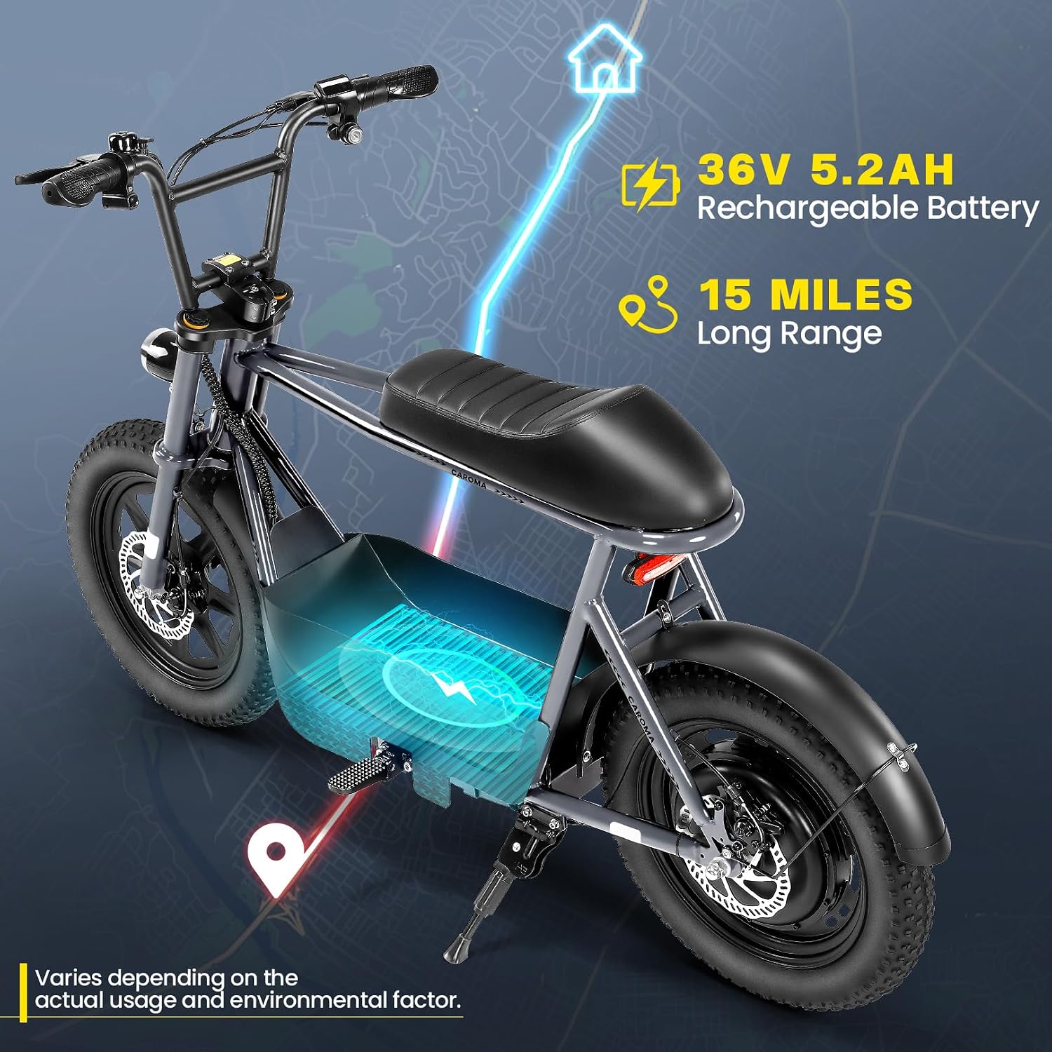 Electric Scooter with Seat for Adults, 1200W Peak Motor, 16" × 3" Fat Tires, Up to 20 MPH & 30 Miles Range with Storage Basket