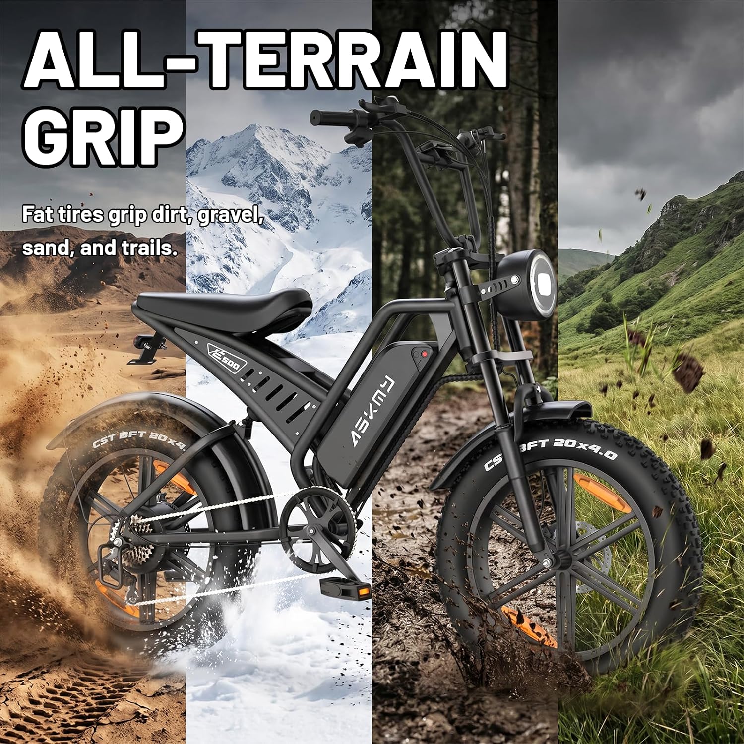 26" Fat Tire Electric Mountain Bike for Adults, 1500W Peak Motor, All-Terrain Commuter E-Bike for Road, Snow & Beach
