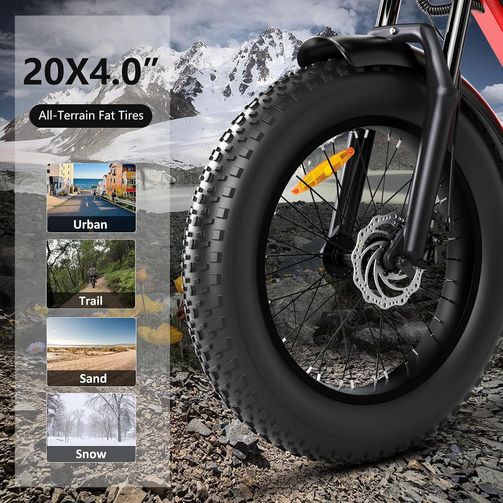 20" Fat Tire Electric Bike for Adults, 2000W Motor, Up to 35 MPH, Up to 75 Mile Range, 7-Speed All-Terrain Commuter E-Bike