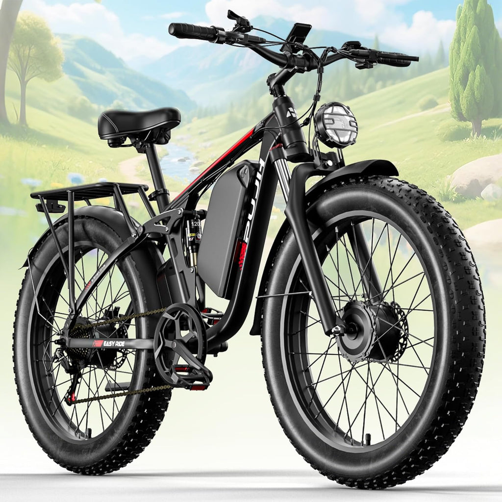 4000W Dual Motor Electric Bike for Adults, 24" Fat Tire E-Bike with Up to 110 Miles Range, Full Suspension, Hydraulic Disc Brakes & All-Terrain Off-Road Performance
