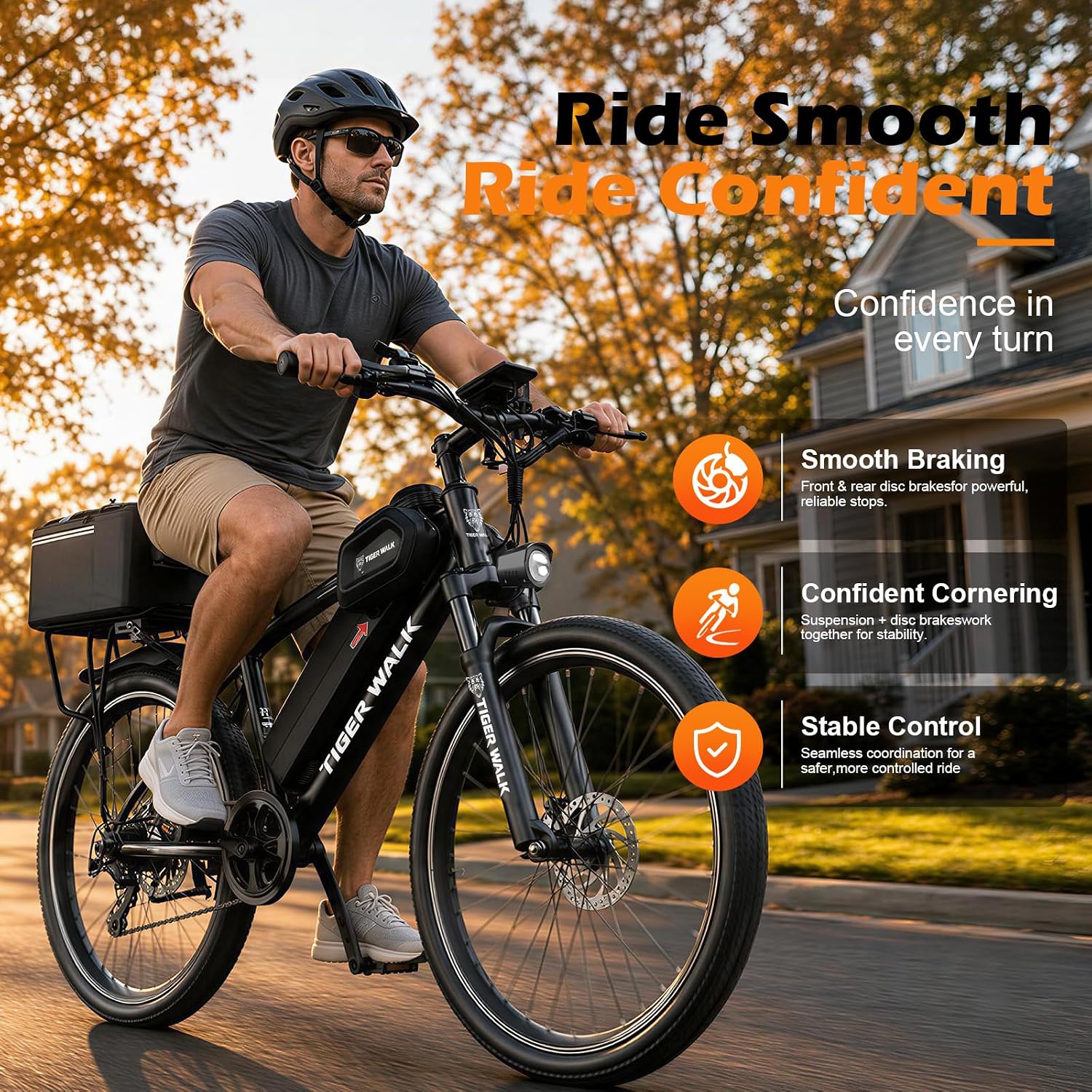 26" Electric Mountain Bike for Adults with 1000W Peak Motor, Lockable Suspension Fork, 7-Speed Gear System, Up to 24.7 MPH & 45 Miles Range