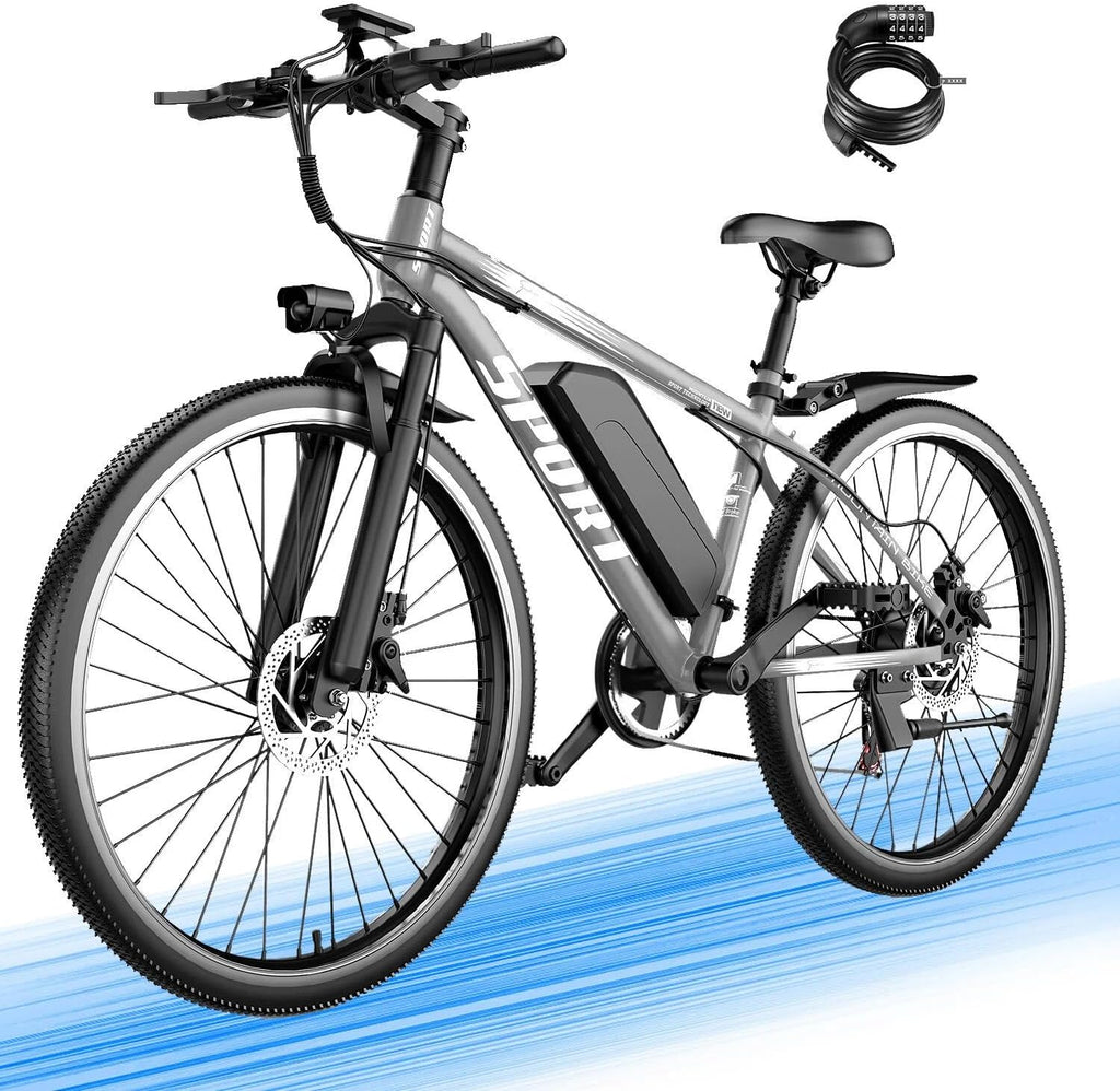 1500W Peak Electric Mountain Bike for Adults, 26" E-Bike with Up to 25 MPH Speed, 65 Miles Range, 7-Speed Gear System & Removable Power Pack