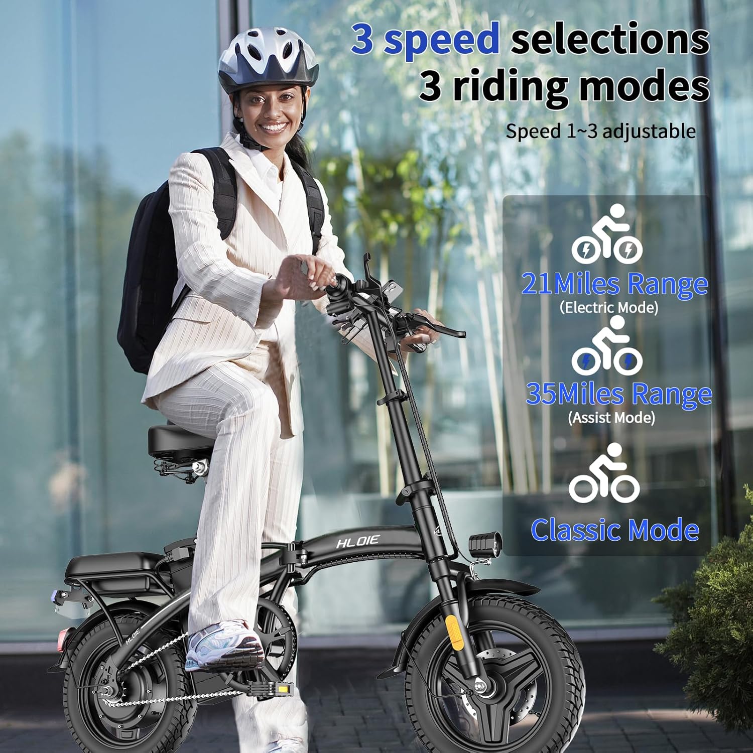 14" Foldable Electric Bike for Adults & Teens, Peak 750W Motor, Up to 23 MPH, Mini Commuter E-Bike with Up to 35 Miles Pedal-Assist Range