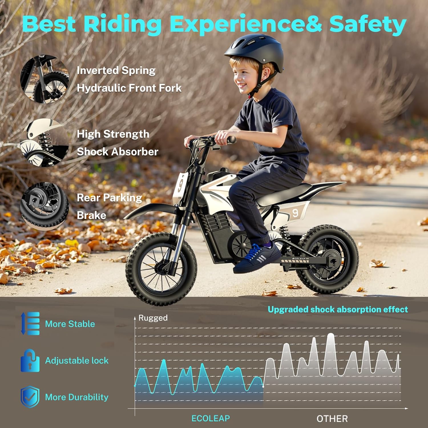 Kids Electric Dirt Bike, 700W Peak Motor, Up to 16 MPH, 14 Mile Range, 3-Speed Modes, Electric Motorcycle for Ages 3–10