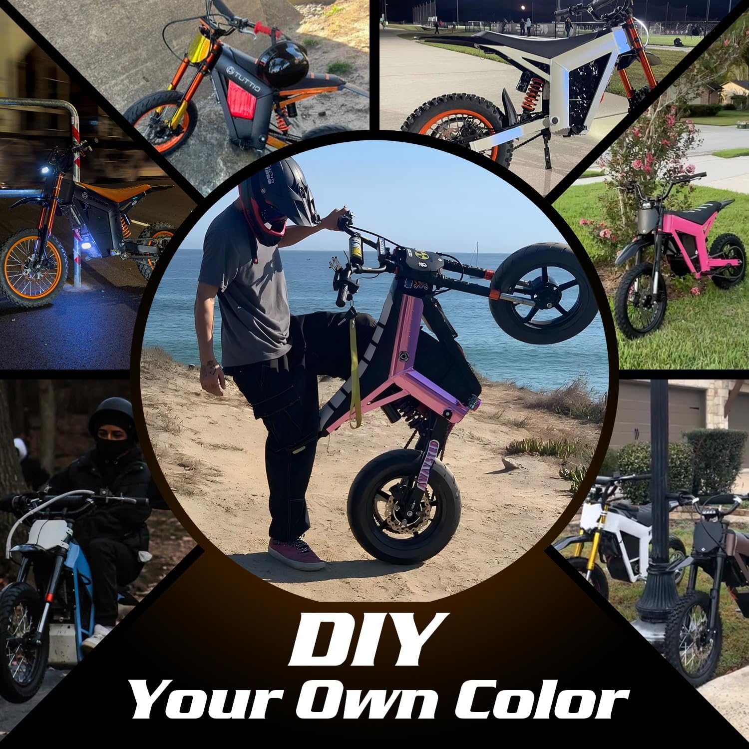2000W Adult Electric Pit Bike – 14"/12" Staggered Fat Tires, 48V 21Ah Off-Road Electric Motorcycle with Dual Hydraulic Brakes