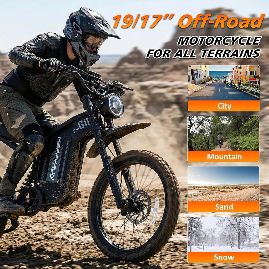 Electric Dirt Bike for Adults, 4500W Peak Motor, Up to 75 Mile Range, Full Suspension, Hydraulic Brakes, 19"/17" Off-Road Tires