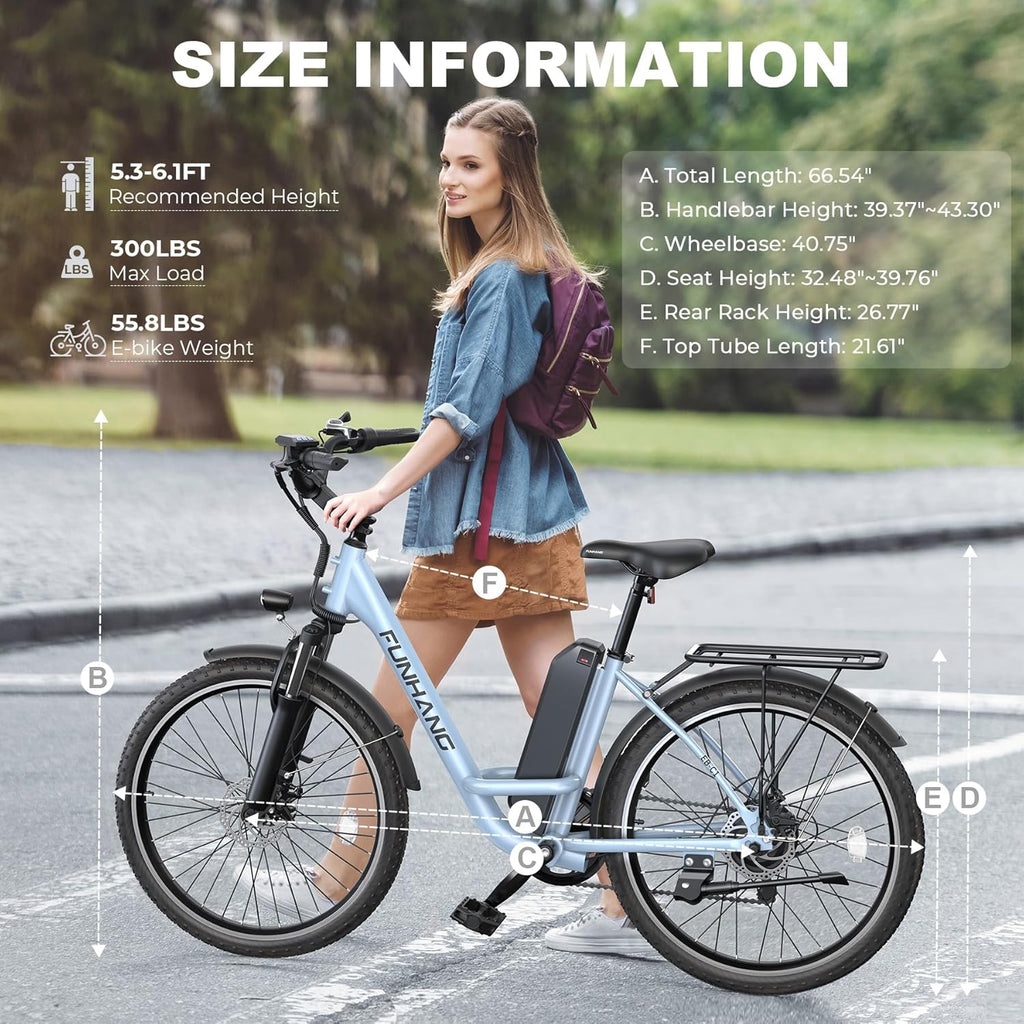 1000W Peak Electric City Cruiser Bike for Adults, 26" Commuter E-Bike, Up to 20 MPH Speed, 50 Miles Range, 7-Speed Gear System, Adjustable Stem & UL 2849 Certified