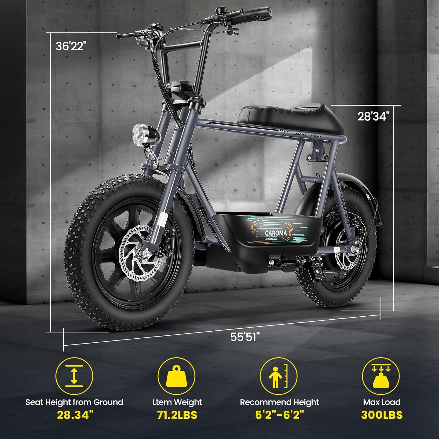 Electric Scooter with Seat for Adults, 1200W Peak Motor, 16" × 3" Fat Tires, Up to 20 MPH & 30 Miles Range with Storage Basket