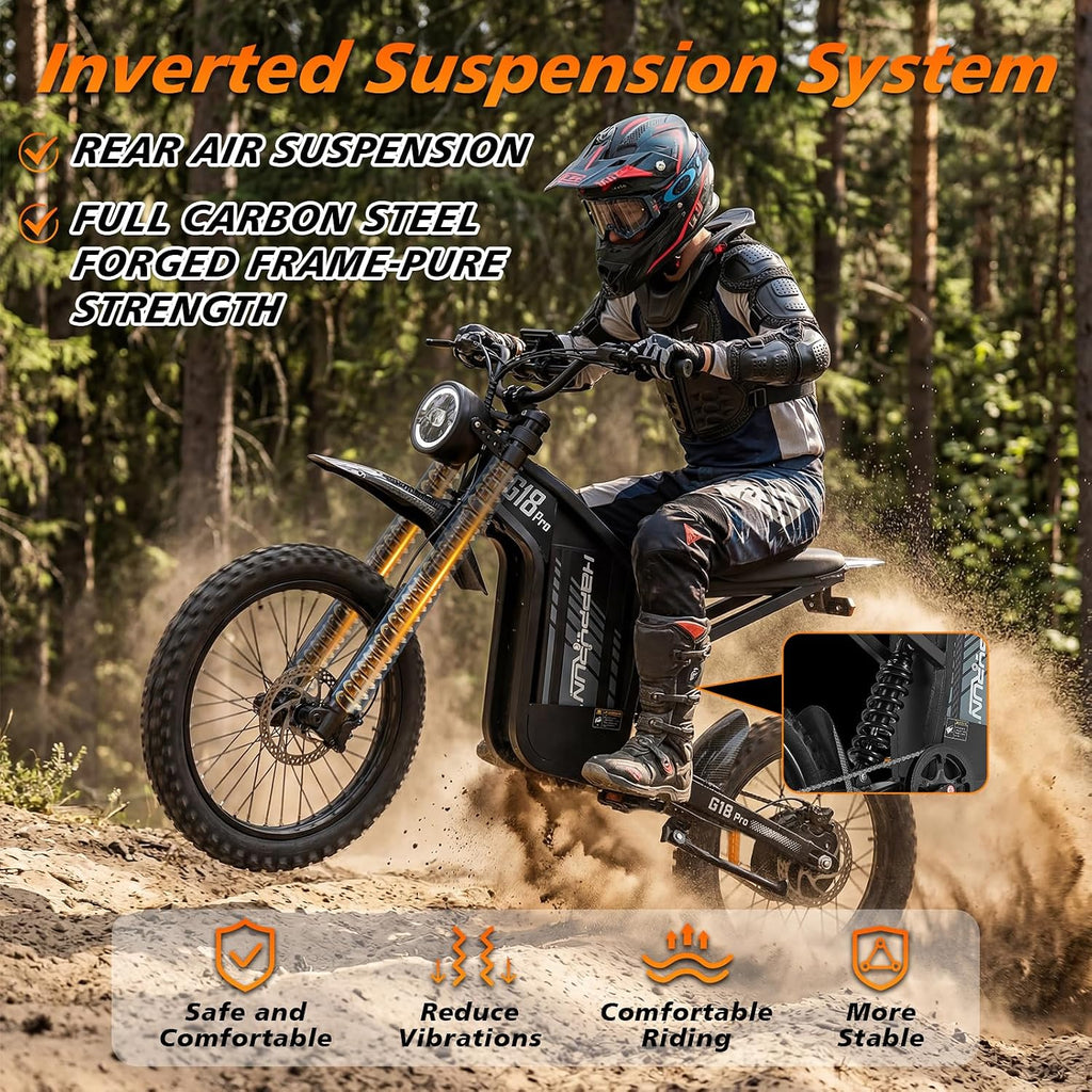 Electric Dirt Bike for Adults, 4500W Peak Motor, Up to 75 Mile Range, Full Suspension, Hydraulic Brakes, 19"/17" Off-Road Tires